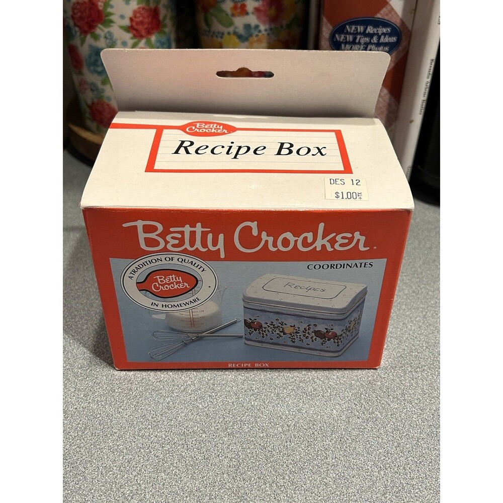 NIB 1990 Betty Crocker Recipes Box Tin Fruit Design